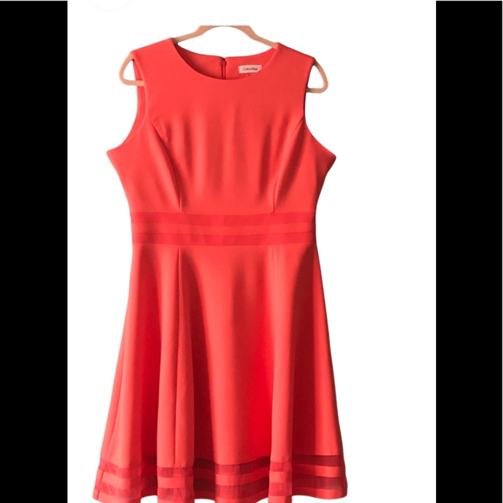 NWOT Ladies Apricot colored Calvin Klein full skirt dress - size 12